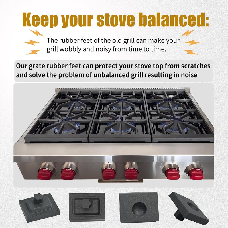 AQBB 8 Packs 826885 Stove Rubber Feet Compatible with Wolf CG Series Gas Cooktop Range Burner,Gas Cooktops Burner Grate Pad Fit for CG304T/S CG304P/S CG365P/S CG365T/S And More - Image 4